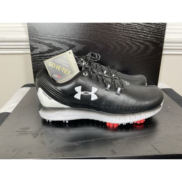 NEW! Under Armour Men's Size 7 Black Hovr Drive Gore-Tex Golf Shoes Leather RARE - Picture 4 of 12